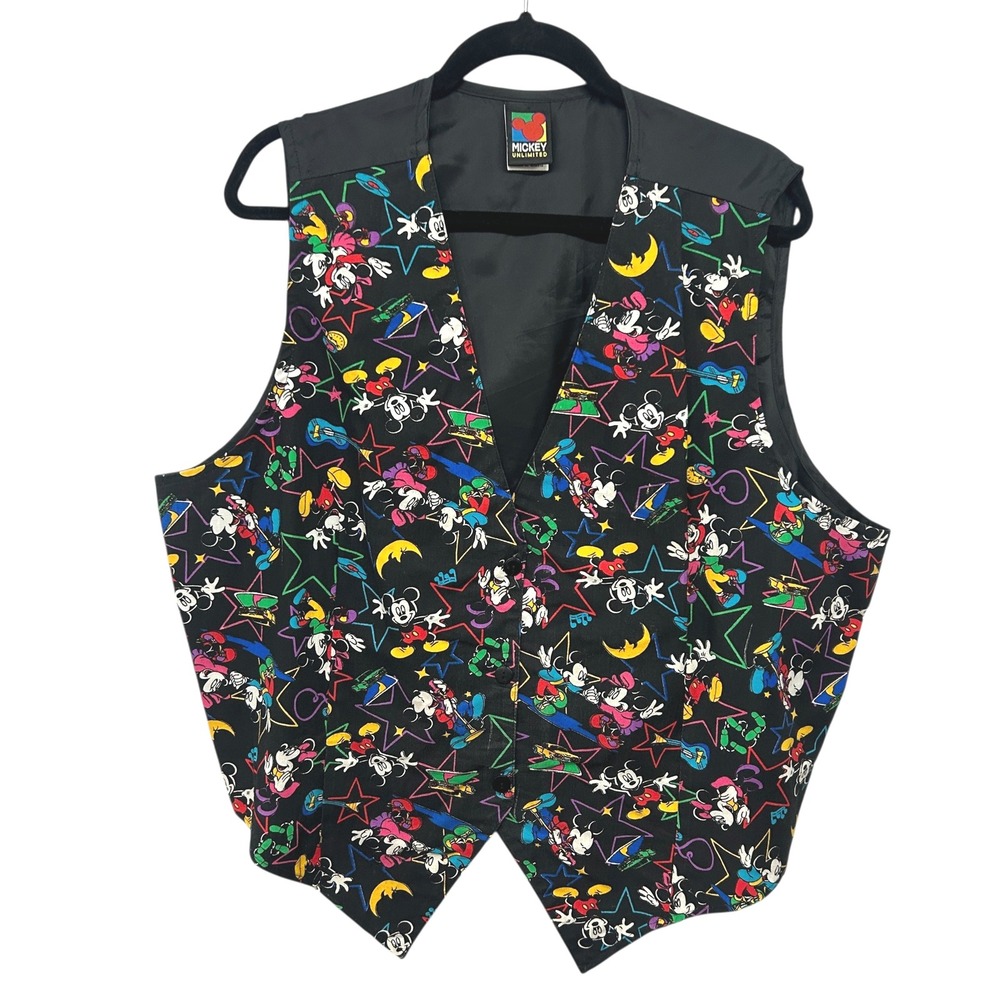 Mickey Unlimited Neon Mickey Mouse Vest 22W Colorful 90s Cartoon‎ Kidcore Retro
